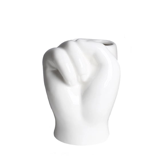 Ceramic Hand-Shaped Multi-Functional Organizer, Creative Pen Holder Toothbrush Stand and Vase, For Desktop Storage and Home Decoration, Artistic and Novelty Gift