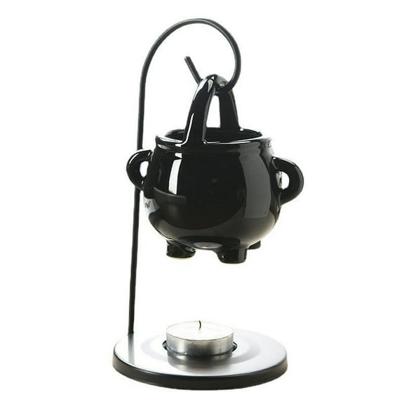 Ceramic Hanging Cauldron Oil &-10x10cm Halloween Aroma Diffuser with Iron Frame Tea Light Operated for Home Decor & Gifts