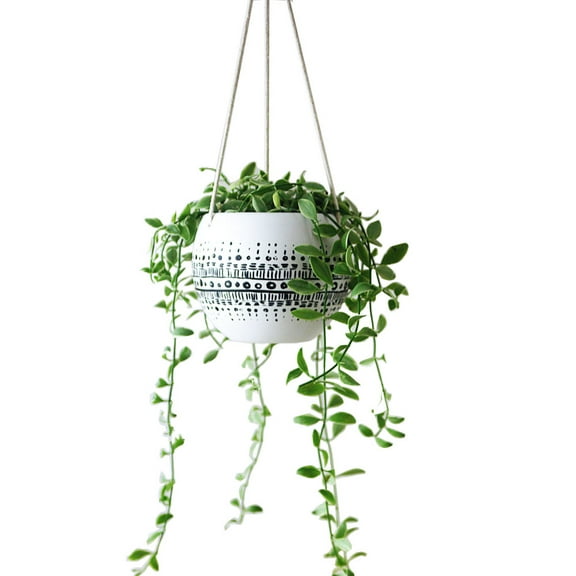 Ceramic Hanging Planter for Indoor Outdoor, Decorative Boho Flower Green Grass Plant Succulent Air Plants Hanging Plant Pots Holder