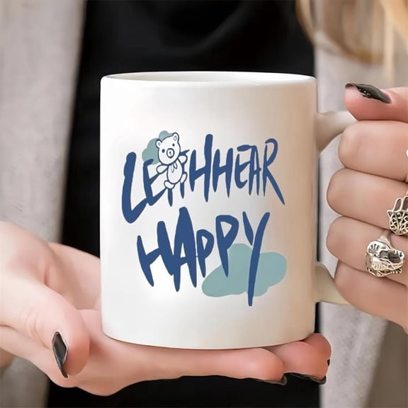 Ceramic Happy Cartoon Mug 11oz Reusable Insulated Coffee Cup with Fun Design Dishwasher Microwave Multipurpose Family Friends and Colleagues