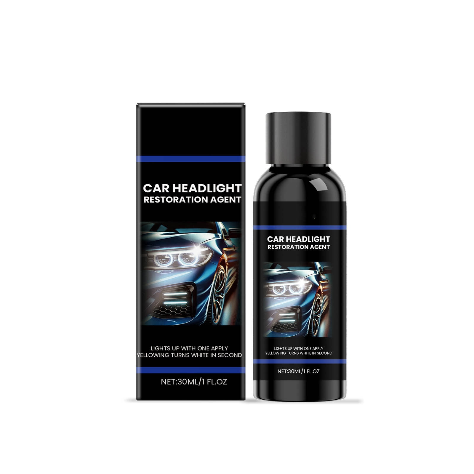 Ceramic Headlight Restoration Kit Car Headlight Polish and Cleaner Headlight Cleaner Repair Polishing Kit, Restore Yellowed, Oxidized, Cloudy Head Light Lens Back to Like-New Safer Driving