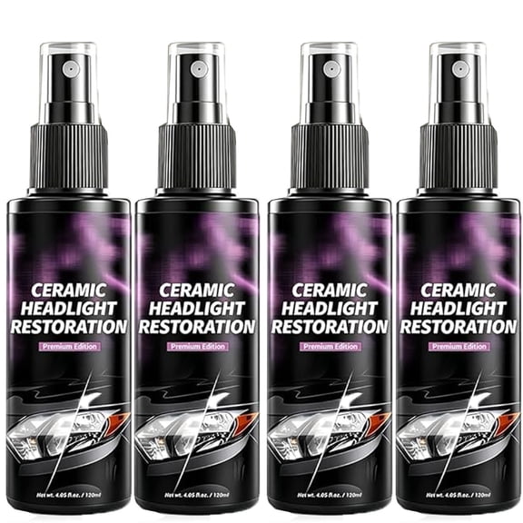 Ceramic Headlight Restoration Spray, Advanced Ceramic Coating Formula Headlight Cleaner and Oxidation Remover, Car Cleaning Supplies for Yellowed and Cloudy Headlights