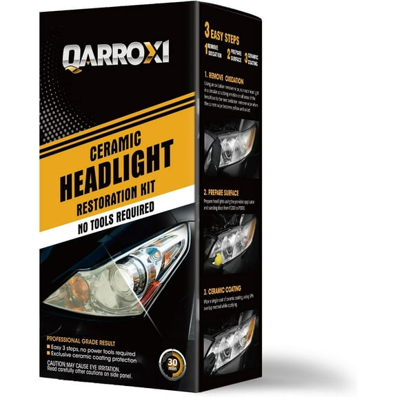 Ceramic Headlight Restoration kit Headlight Cleaner and Restorer kit-3 Easy Steps Restore Car Headlight Cleaner Cleans Yellow Haze Scratch Off-No Tools Required