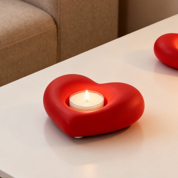 Ceramic Heart Candle Holder, Romantic Tabletop Candlestick Decor, Stable Heat Resistant Candle Stand, Valentine Wedding Dinner Gift, Dining Table Living Room Scene Decor
