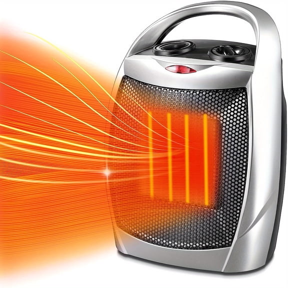 Ceramic Heater, Small Electric Heater 1500W, Portable With Adjustable Temperature Control, Overheat Protection and Tip-over Protection, Suitable for Office Dormitory and Bedroom, Black