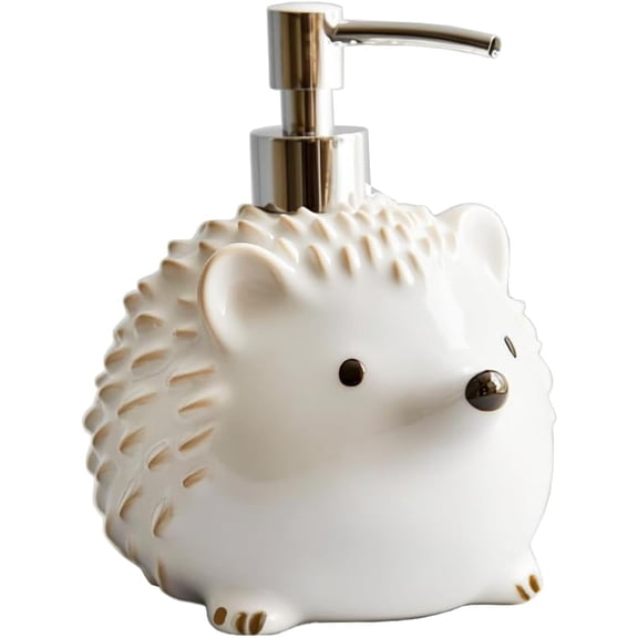 Ceramic Hedgehog Shape Soap Dispenser with Plastic Pump, Refillable Lotion Soap Bottle, Lotion Bottle, Hand Soap Dispenser, Home Decoration