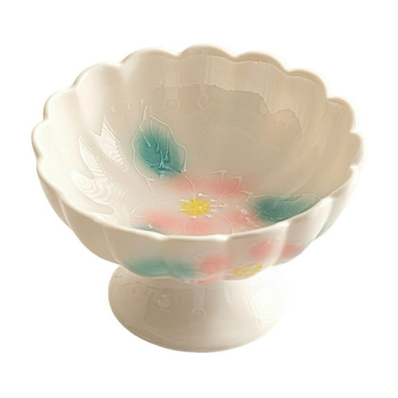 Ceramic High Legged Fruit Plate Tray Dessert Plate Tea Tray For Serving Fruits And Snacks Display Centerpiece Durable Tableware For Home Office Outdoor Parties