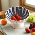 thumbnail image 1 of Ceramic High-Legged Fruit Plates | 12x12x7.8cm Dessert & Snack Serving Bowls | Elegant Tea Tray for Home, Office, or Party Use | Blue, Red, Dark Blue, Multicolor Options, 1 of 6