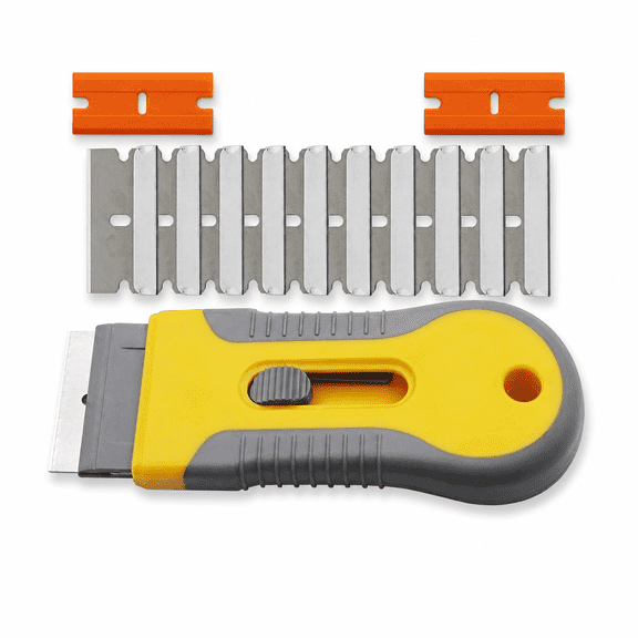 Ceramic Hob Scraper Tool with 20 Steel & 4 Plastic Blades, Multi-Function Glass Cooktop Cleaner for Labels Stickers Caulk Remover
