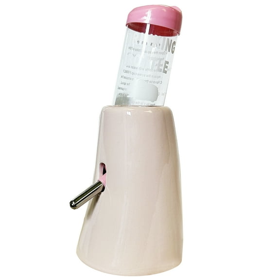 Ceramic Holder with Water Bottle (Pink). Durable & Unique. Hamsters, Hedgehogs, Chinchillas, Rats, Ferrets, Guinea Pigs, Rabbits, Squirrels.…