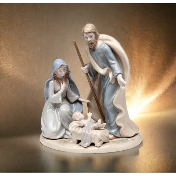 Ceramic Holy Family Nativity Figurine Large 5 5/8" Religious