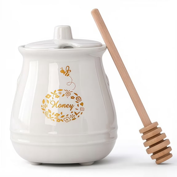 Ceramic Honey Jar With Lid Ideal For Kitchen Storage And Serving