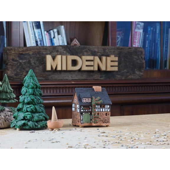 Ceramic Houses and Villages Collection - Handmade House Collectible Miniature of Historic House in Lauterbach Germany - Cone Incense Holder Room Decor Incense Burner S19-5