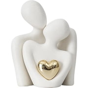 Ceramic Hugging Couple Statue DecorRomantic Ornament Figurine,Shelf Decor Aesthetic,Sculptures Home Decor for Living Room,Bedroom,Desktop,Bookshelf,Gift White, Small