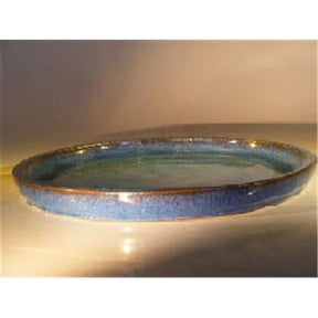 Ceramic Humidity & Drip Bonsai Tray, Blue - Round