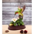 thumbnail image 1 of Ceramic Hummingbird Figurine 5.25in Magnolia Flower Wood Base Gift, 1 of 4