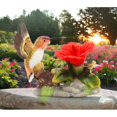 thumbnail image 1 of Ceramic Hummingbird Figurine with Hibiscus Flower 3.75 Inch Vintage, 1 of 4