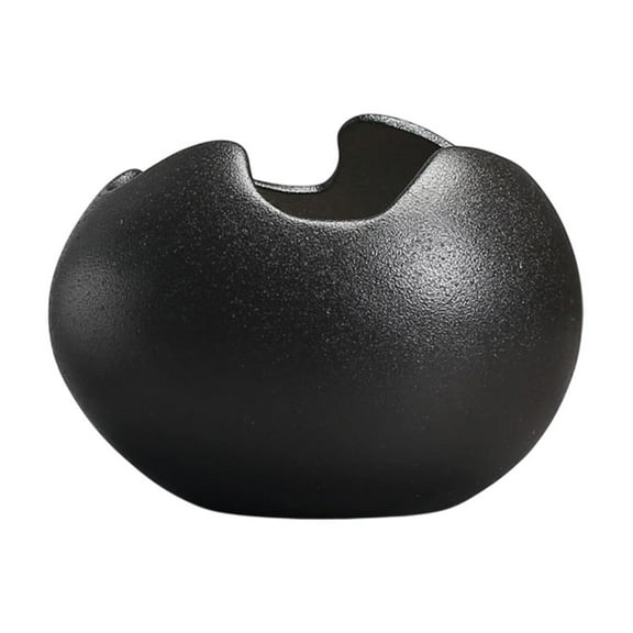 Ceramic Hydroponic Flower Pot - 13.2x9.5cm Modern Geometric Planter | Home & Office Decor | White or Black | Breathable Design