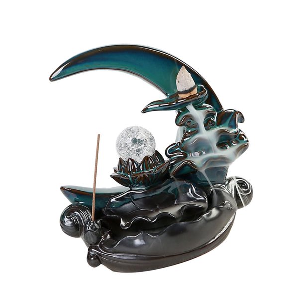 Ceramic Incense Burners Waterfall Backflow Incense Holder Moon Waterfall Aromatherapy Ornament-