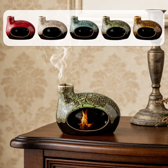 Ceramic Incense Censer Handcrafted Ceramic Palo Incense Burner with Ash Catcher and Chimney for Sticks and Cones, Beige Home Decor Room Decor, Vsgery