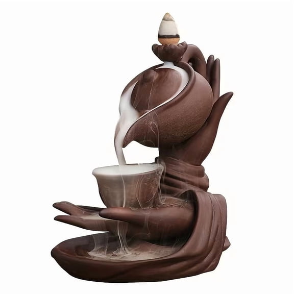 Ceramic Incense Holder Reverse Waterfall Design for Yoga Meditation Sandalwood Aroma Home Decor