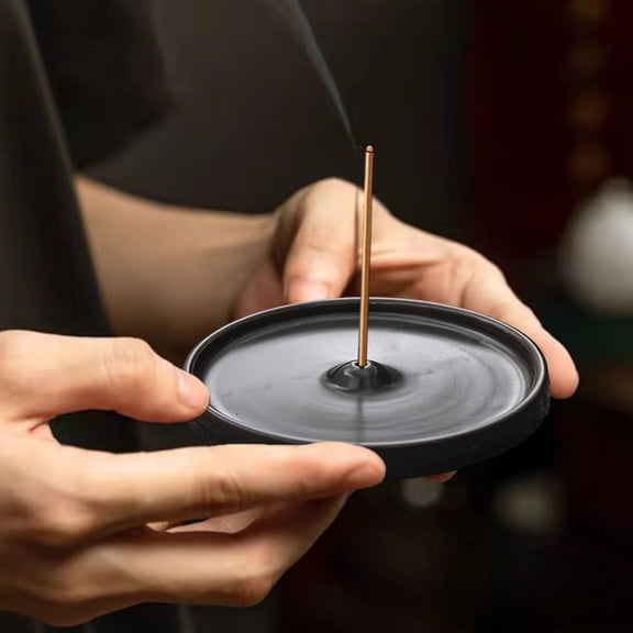 Ceramic Incense Holder Tray, Modern Yin-Yang Design Aromatherapy Plate for Stick Incense, Elegant Minimalist Burner for Yoga, Meditation, and Home Relaxation Decor Gift