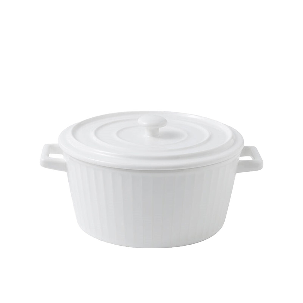 Ceramic Instant Noodle Bowl with Double Handle and Lid Salad Soup Bowls
