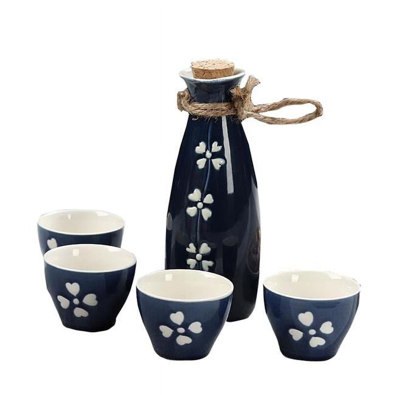 Ceramic Japanese Porcelain Sake Cups D, Multi Color 5 Piece