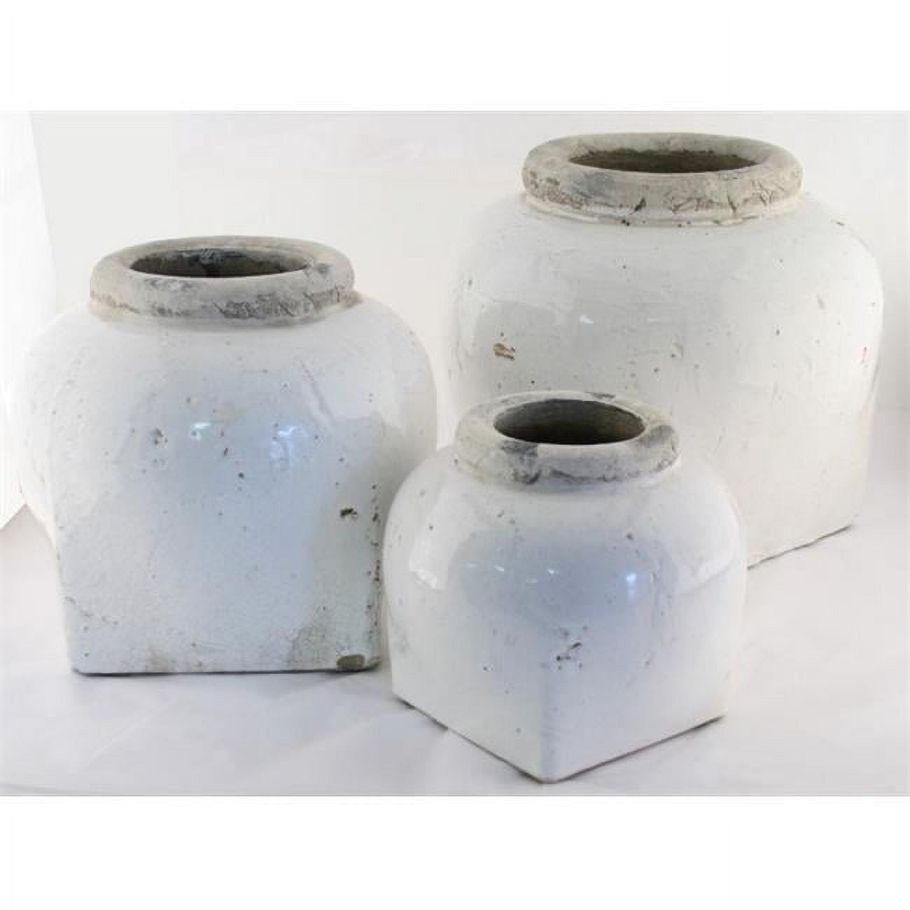 Off-White Distressed Glaze Small Ceramic Table Vase