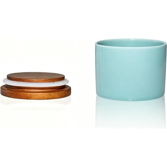 Metal Kitchen Stackable Storage Bins Ceramic Jars with Lids 5 oz Airtight Turquoise Kitchen Canisters | Food ...
