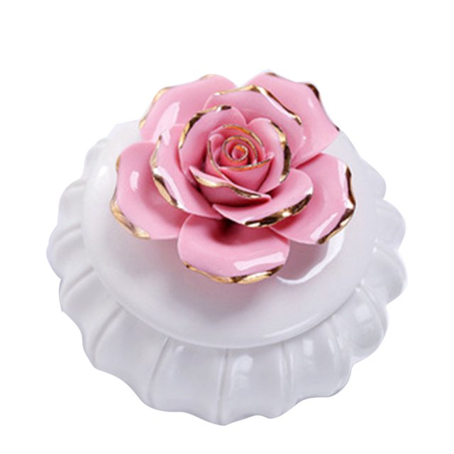 Ceramic Jewelry Case Ring Holder Trinket Jewelry Box with Handmade Gold