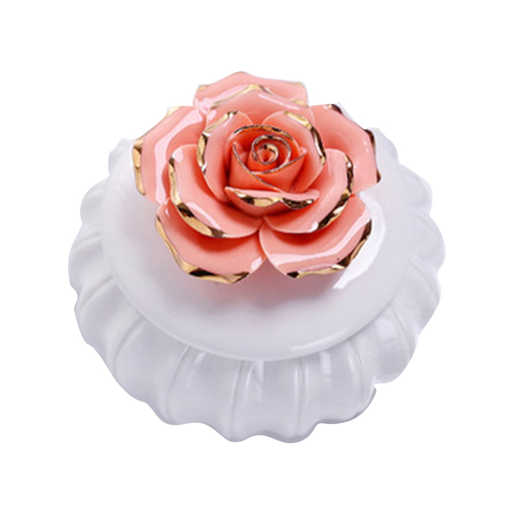 Ceramic Jewelry Case Ring Holder Trinket Jewelry Box with Handmade Gold