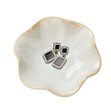 Ceramic Jewelry Dish,Trinket Dish,Ring Dish,Leaf Jewelry Tray Key Tray,Jewelry Holder,Ring Dish Holder Jewelry Plate Trinket Tray Catchall Tray Nightstand Decor for Entryway Table Room Decor (White)