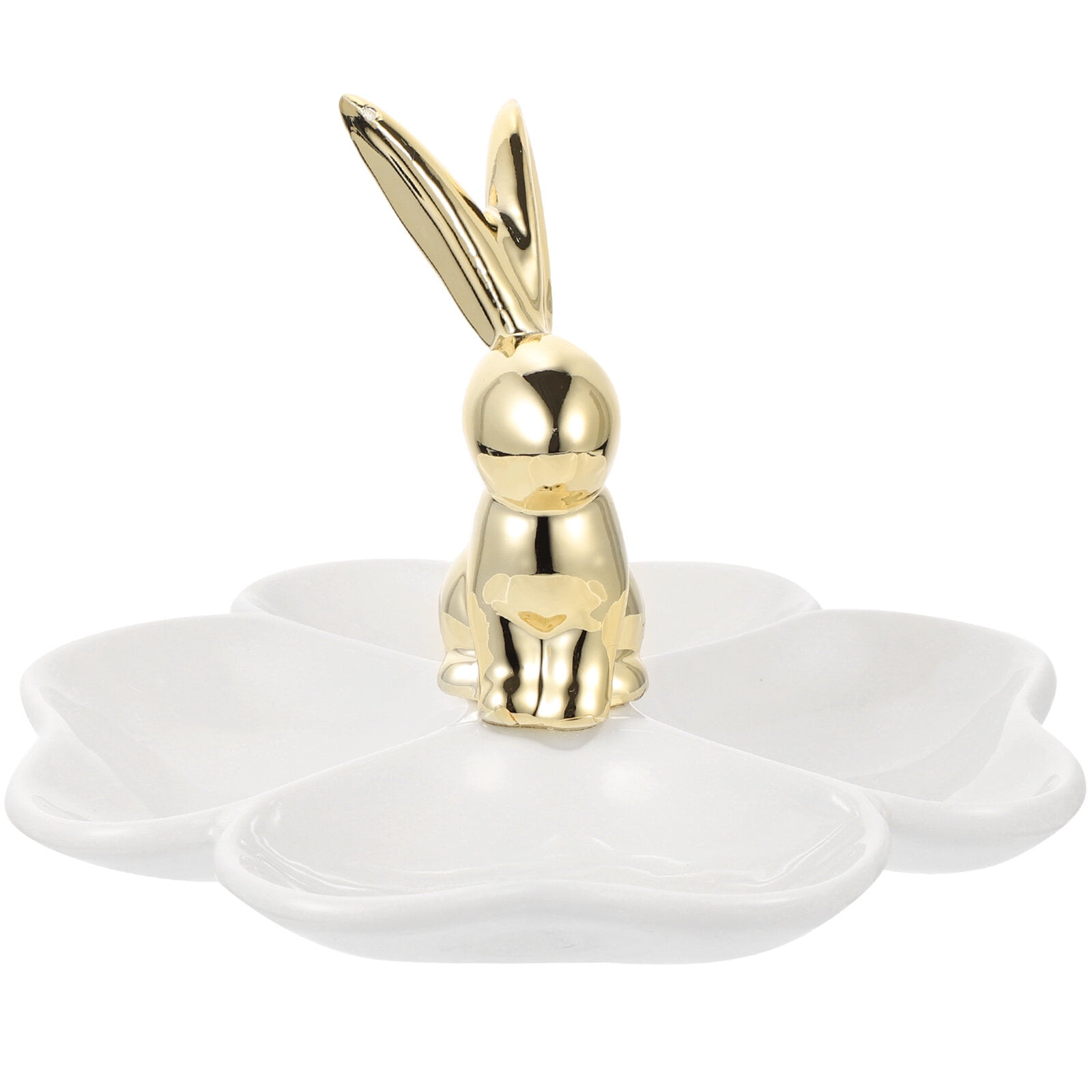 JOYIMARR "I Love You Mom" Ring Dish - Ceramic Jewelry Tray, Moon Shape, White With Gold Trim, Gift For Mother