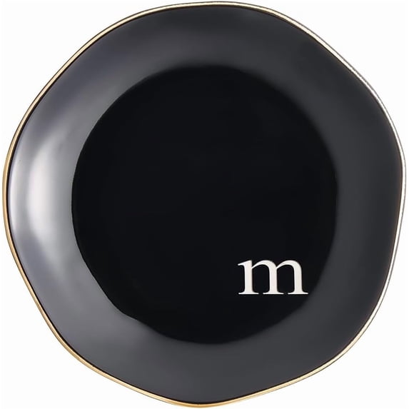 Ceramic Jewelry Tray 4.7 Inch Round Decorative Jewelry Plate Trinket Dish for Rings Earrings Necklaces Bracelet Watch Keys Birthday Mother's Day Christmas for Women Gift Black (m) Black