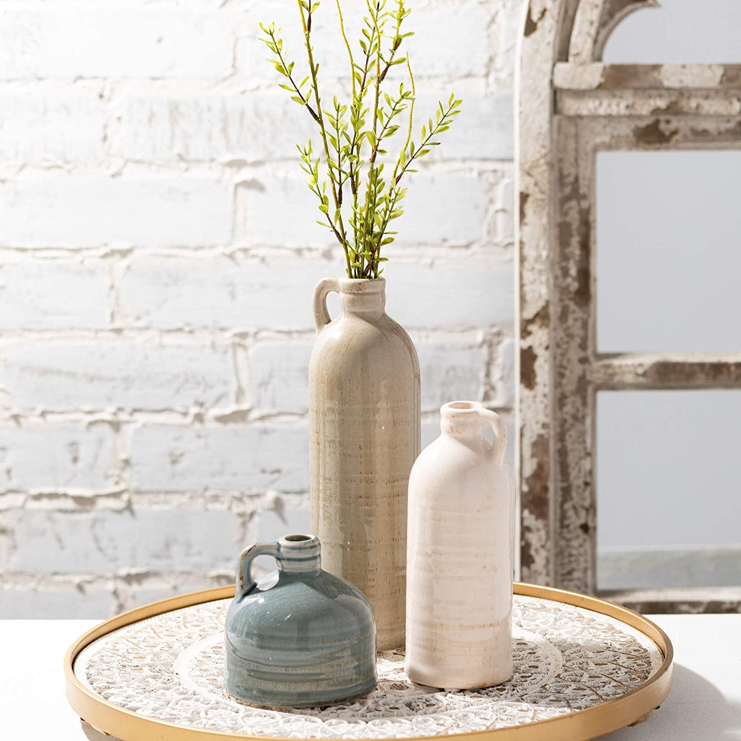 Ceramic Jug Vase Set, Farmhouse Decor, Kitchen, Bedroom, Office, Living ...
