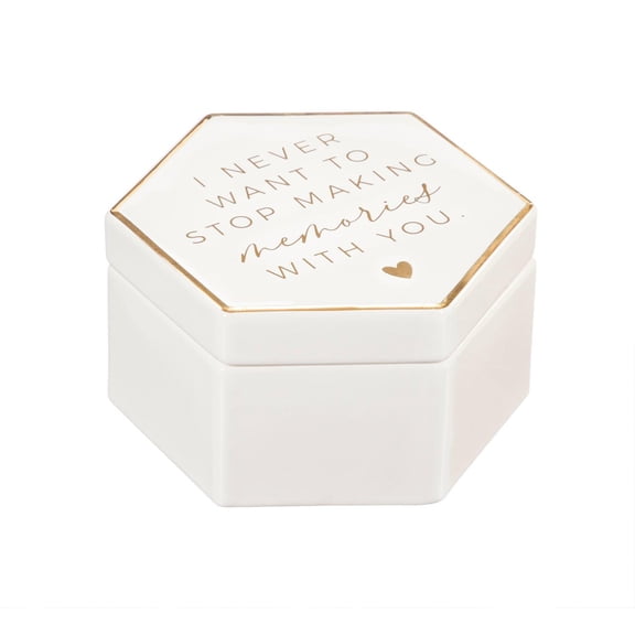 Ceramic Keepsake Box, I never want to stop making memories with you, 4'' x 4.5'' x 2.5'' inches