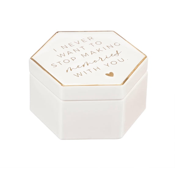 Ceramic Keepsake Box, I never want to stop making memories with you, 4'' x 4.5'' x 2.5'' inches