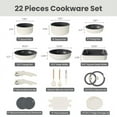 thumbnail image 1 of 【Ceramic】Kikcoin 22 pcs pots pans set Nonstick complete Cookware Set with Lids,Detachable Handle,PFAS-Free,Dishwasher Oven Safe,Kitchen,Mother's Day Gift, 1 of 12
