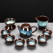 Ceramic Kiln Sand Gold Tea Set High End Business Gift Kung Fu Tea Set