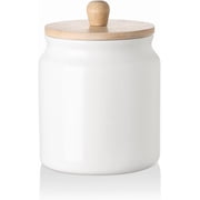 Ceramic Kitchen Canisters, Porcelain Storage Jar with Airtight Seal Wooden Lid, Container Serving for Coffee Beans,leave, Sugar, Salt and White, XS6.8 FLOZ