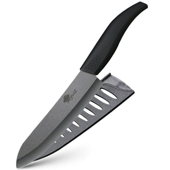 Ceramic Knife 6-inch Chef Knife for Kitchen Paring Knife with Sheath for Cutting,Dicing,Slicing,Rustproof Black Blade