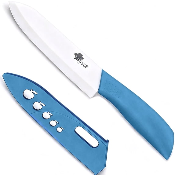 Akatsuki Ceramic Paring Knife with Cover Vegetable Fruit Meat Cutting Knife Chef Kitchen Nonstick Blade with Guard Soft-Grip Handle