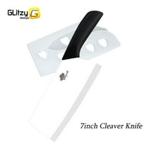 Ceramic Knife Kitchen Utility Knife 7 Inch Fruit Vegetable Slicing Knife Meat Cleaver Household Chef Knives Cutter with Sheath White Blade Rust Proof (Black)