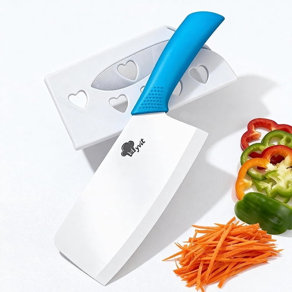 Ceramic Knife 7" Rustproof Vegetable Cleaver Knife Nakiri Lightweight Kitchen Paring Knife with Cover Chopping Knife Slicing Cutter