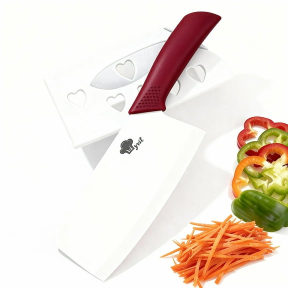 Ceramic Knife 7" Rustproof Vegetable Cleaver Knife Nakiri Lightweight Kitchen Paring Knife with Cover Chopping Knife Slicing Cutter