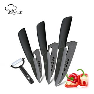 Yousunlong Knife Block Sets - 5pcs Kitchen Knives Set Japanese Aus8 Steel Black Titanium with Gift Box