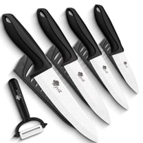 Ceramic Knife Set 6" 5" 4" 3" Sharp Chef Knives One Peeler Non Rust White Blade with Sheaths Meat Fruits Vegetables Knife Non Rust Advantage Slicer