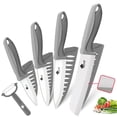 thumbnail image 1 of Ceramic Knife Set Kitchen Knives Set for Household Fruit Knives with Sheath 6" Bread Knife 5" Utility Knife 4" Fruit Knife 3" Paring Knife + One Peeler Rust Free Proof, 1 of 8