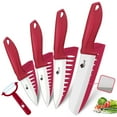 thumbnail image 1 of Ceramic Knife Set Kitchen Knives Set for Household Fruit Knives with Sheath 6" Bread Knife 5" Utility Knife 4" Fruit Knife 3" Paring Knife + One Peeler Rust Free Proof, 1 of 8